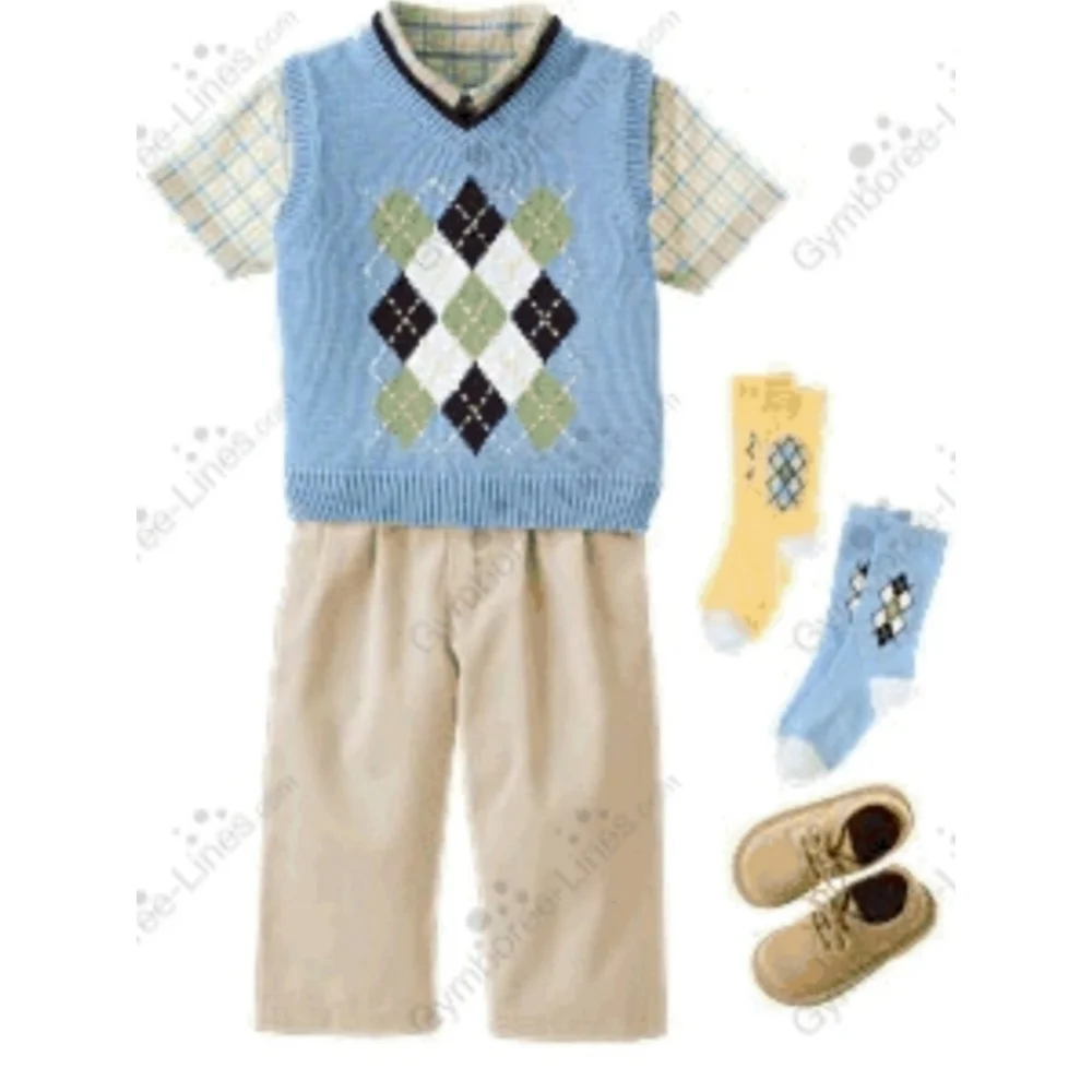 Gymboree Boys Blue Knit Argyle Diamond Vest